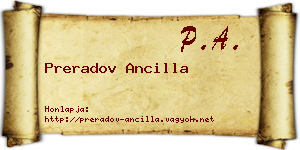 Preradov Ancilla névjegykártya